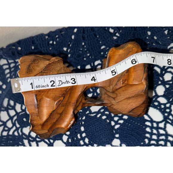 Hand-Carved Wood Pedestal Bowl – Rustic Sculptural Wooden Dish (6.25” Wide) - Picture 10 of 10